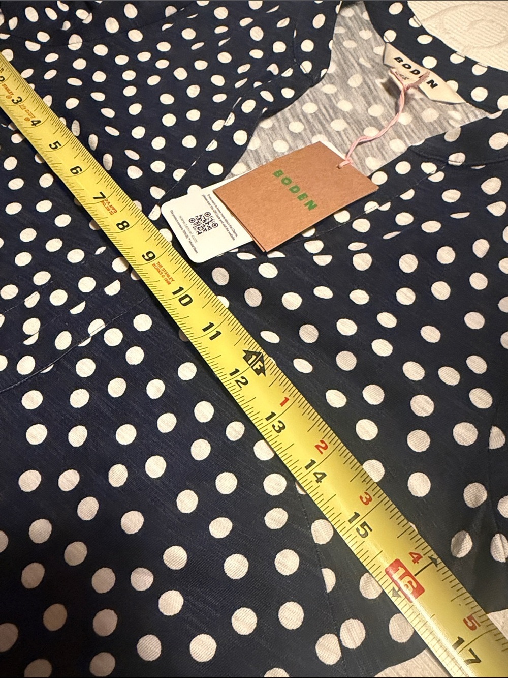 Boden Naomi Relaxed Jersey Navy Polka Dot Long-Sleeve Dress. NWT. US 2/UK 6 - Picture 9 of 10